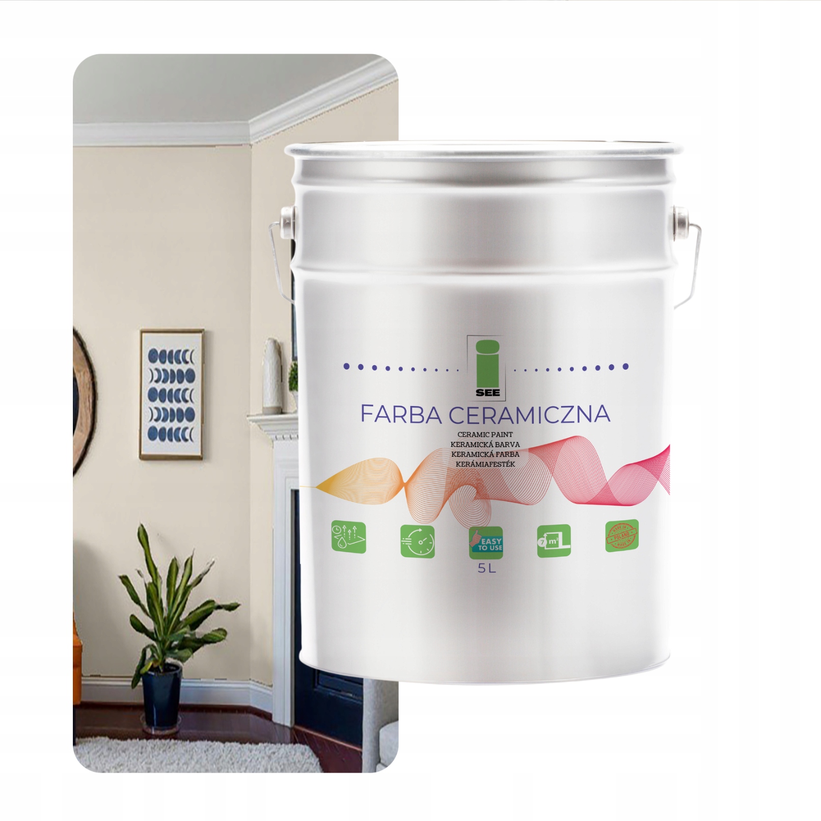 Umývateľná Keramická Farba Na Stenu Krémová 5 L, Odolná Voči Škvrnám