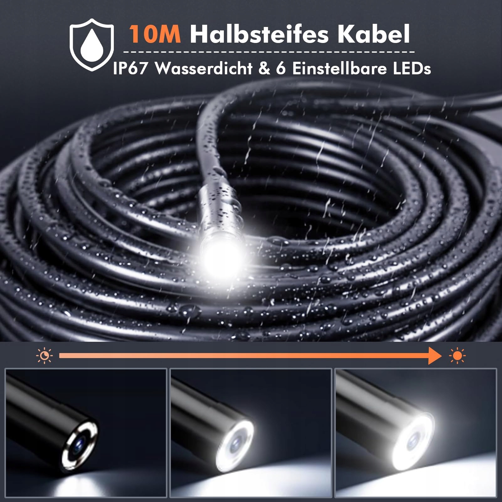 ENDOSKOPKAMERA Inspekcyjna Kamera 10m Kabel Typ-C USB IP67 LED — miniatura 2