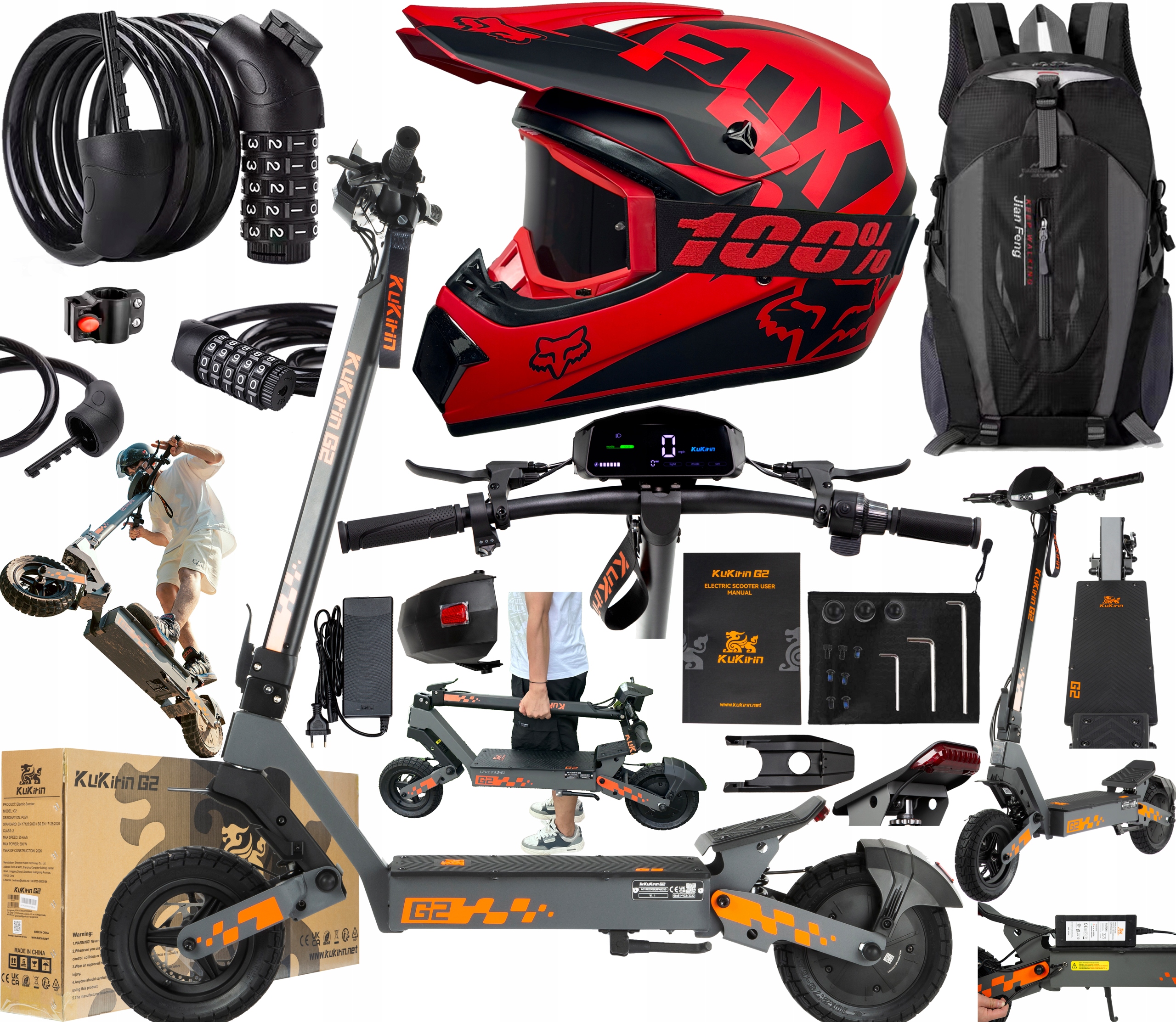 2026 KuKirin G2 Elektrická vozidla 48V 15Ah 800W 45KM/H 55KM 10" +Dárek