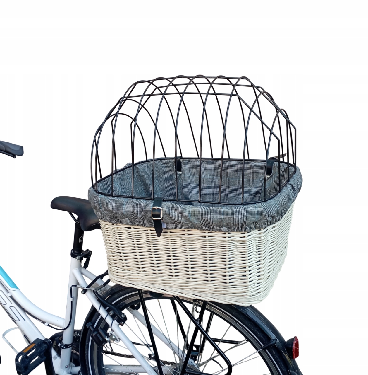 Duży kosz wiklinowy koszyk na rower Bagażnik psa +wkład +Poduszka