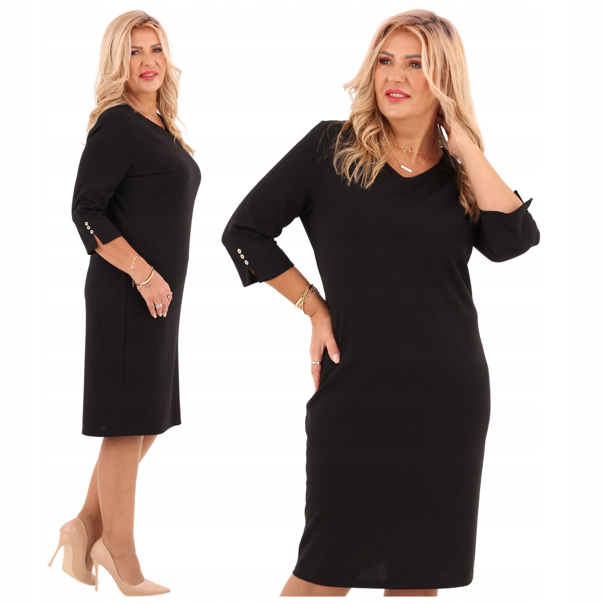 Sukienka Polski Producent klasyczna midi wizytowa duże rozmiary