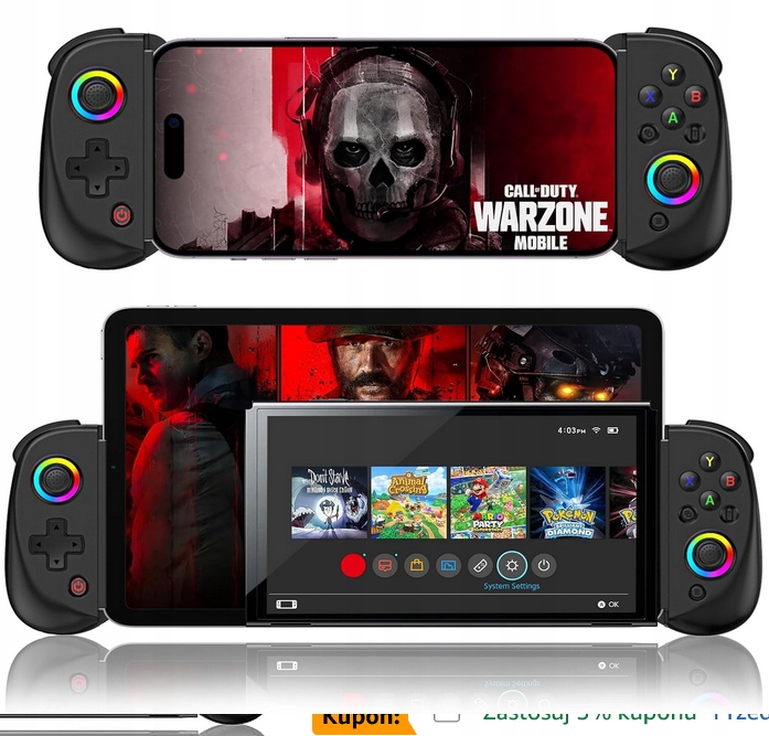 Gamepad bezprzewodowy tablet iPhone Android RGB Hall Turbo