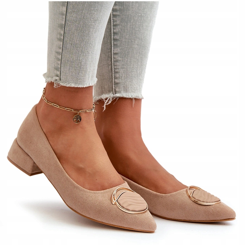 Lodičky Na Nízkém Podpatku Z Eko Semiše S.barski KV27-037 Béžové 36