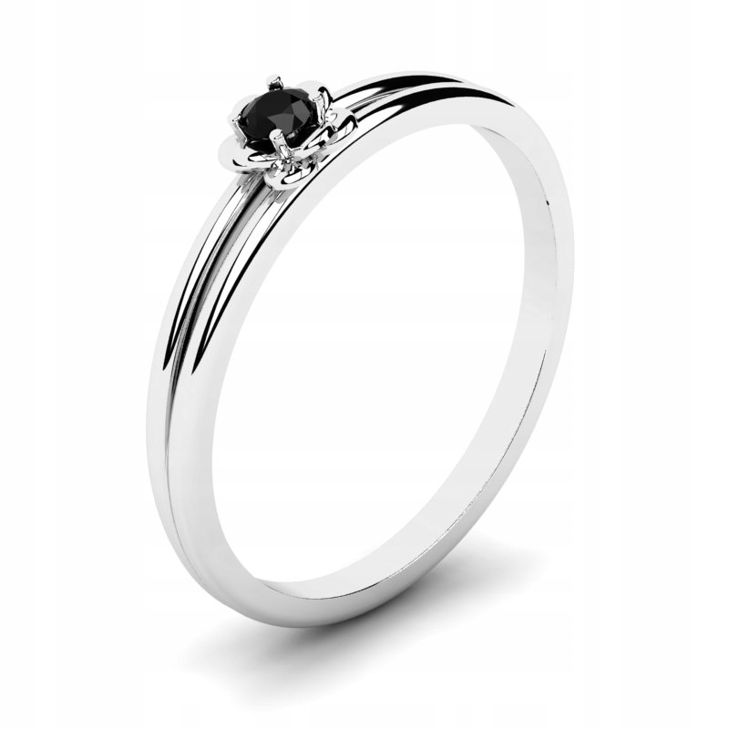 

Pierścionek Z Białego Złota Z Czarną Cyrkonią