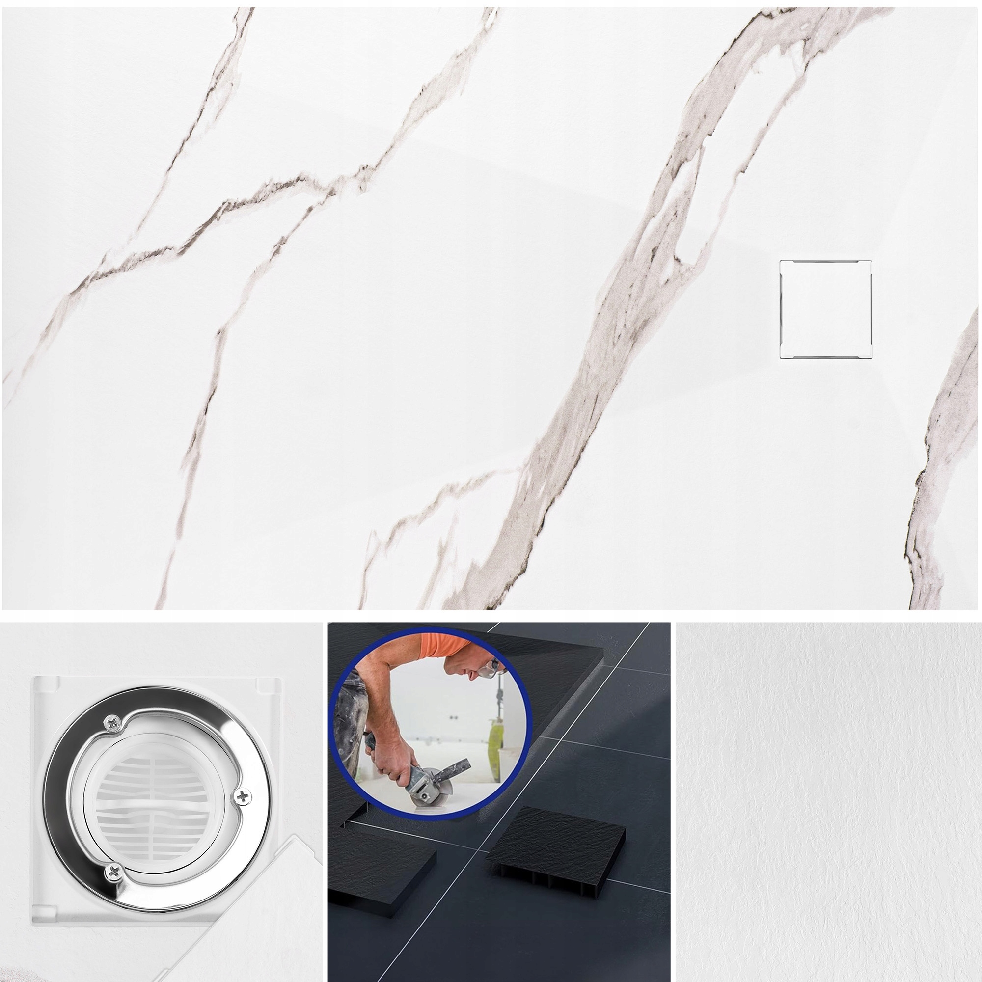 Rea Kamenná sprchová vanička Magnum Bílá Carrara 90x120 cm