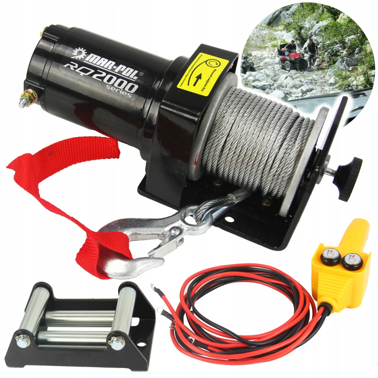 WYCIĄGARKA ELEKTRYCZNA 12V DO QUADA PŁUGA 2000LBS WCIĄGARKA 907KG RQ2000