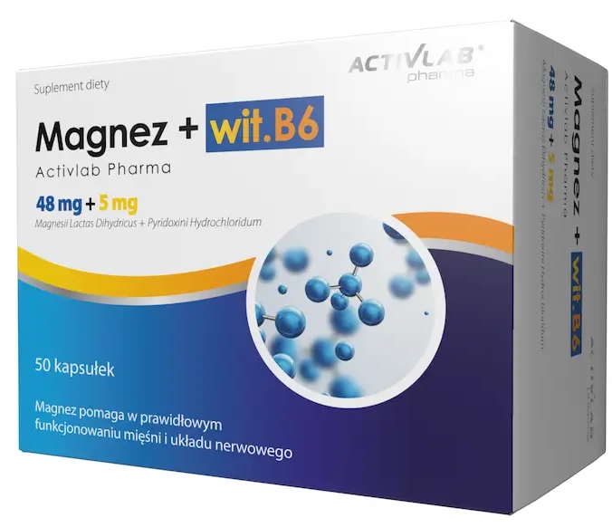 Magnez + Wit. B6 MLECZAN MAGNEZU ACTIVLAB 50 kapsułek