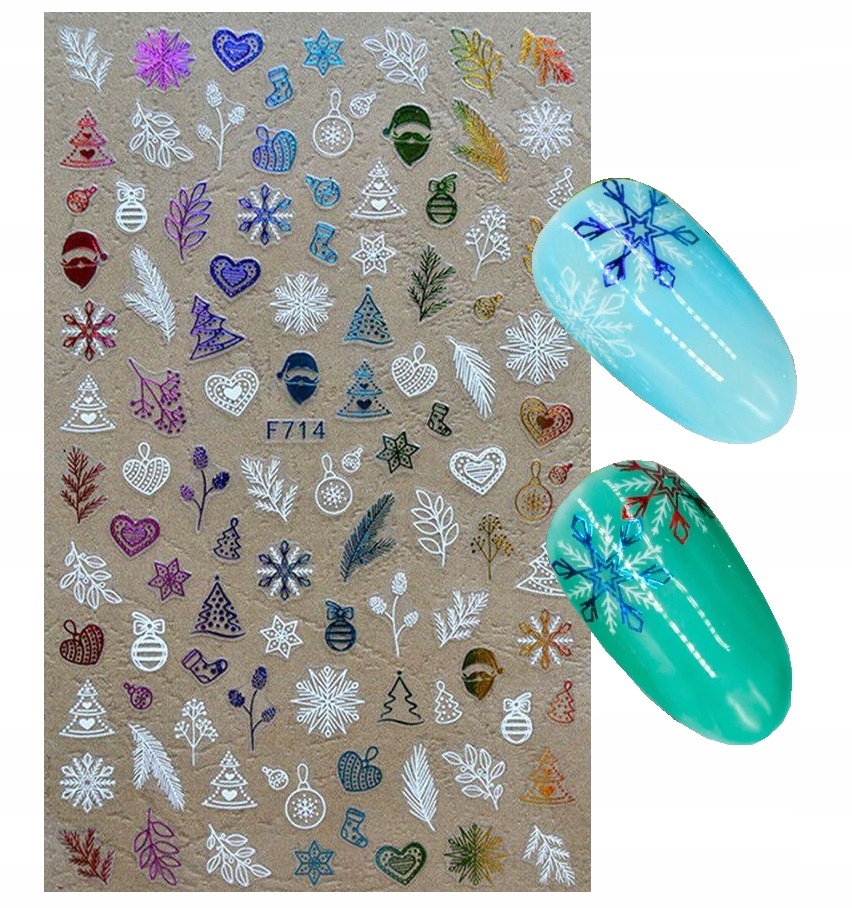 

Naklejki 3D na paznokcie Śnieżynki Świąteczne E49