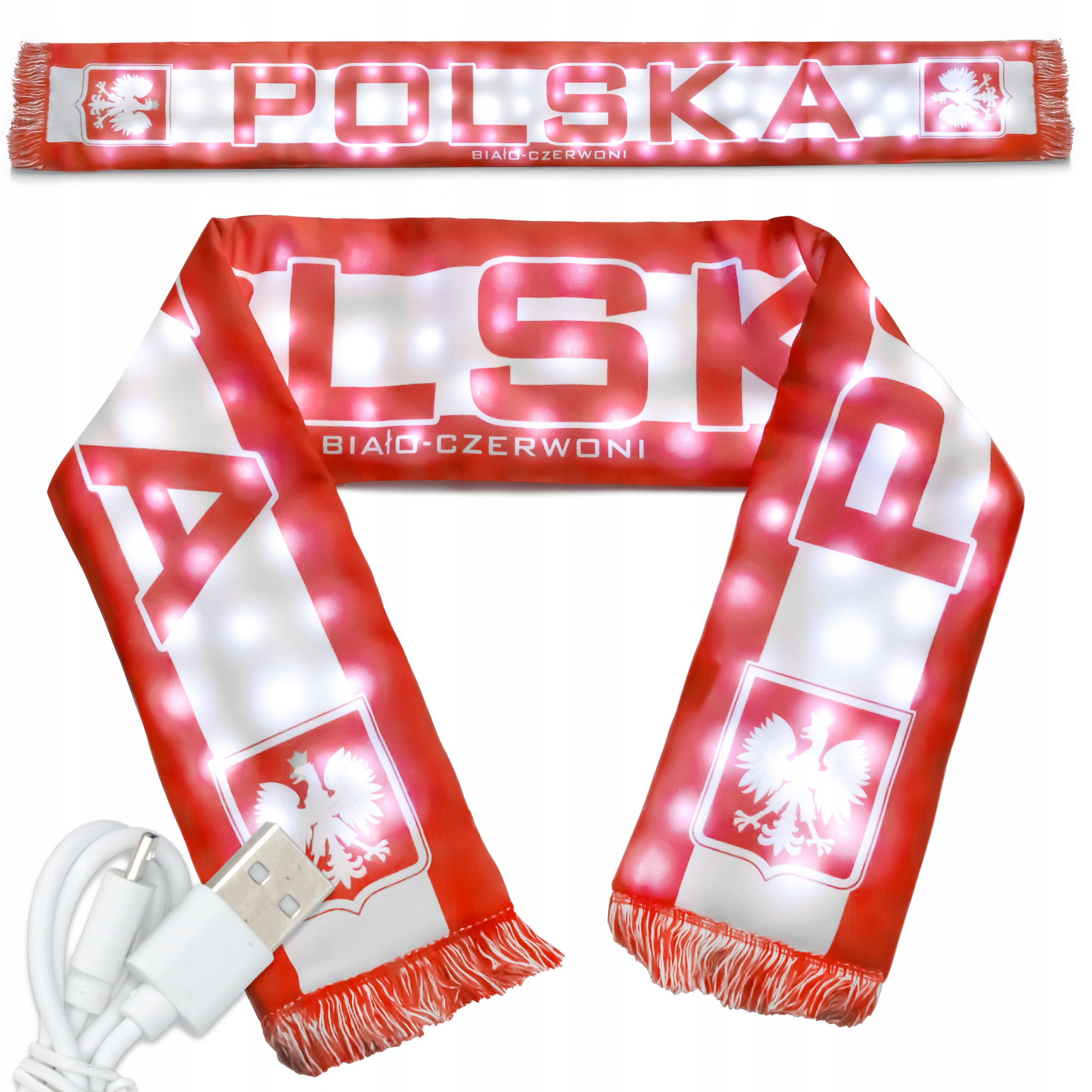 Šála Polská Šála Fanouška Reprezentace Oboustranná Svítící Led Usb