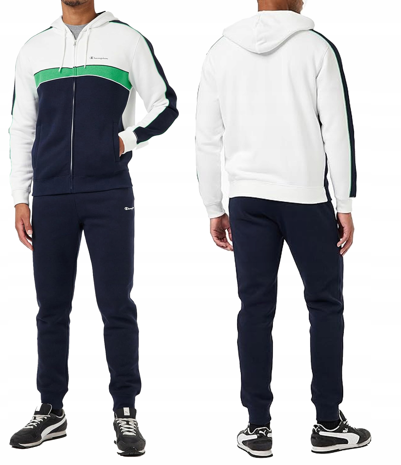 3345 Teplákovka Champion Pánský Bavlněný Rozepínací Komplet S Kapucí Navy 2XL