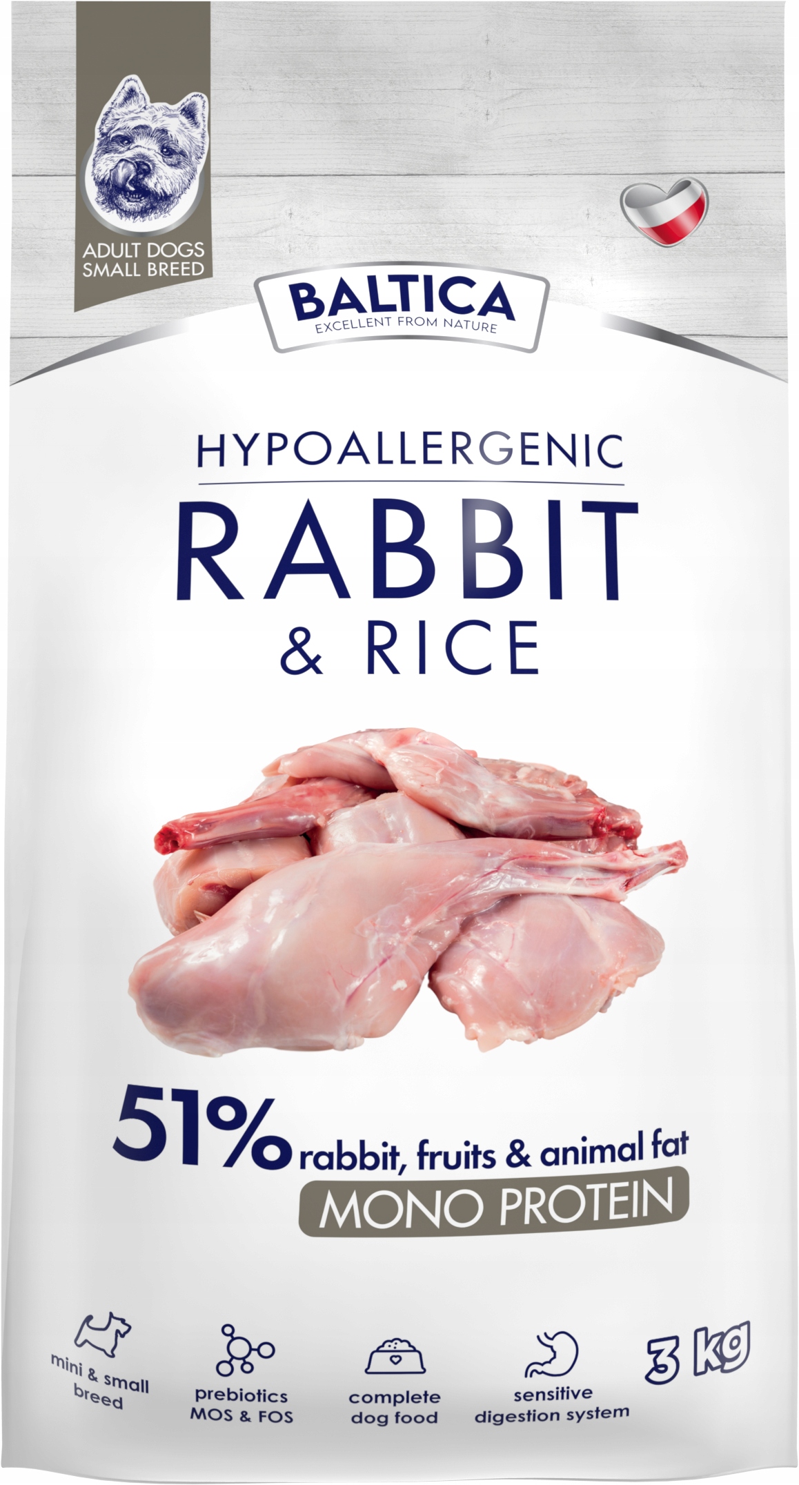 Baltica Hypoallergenic Adult Rabbit&Rice Xs/s 3kg karma dla psów