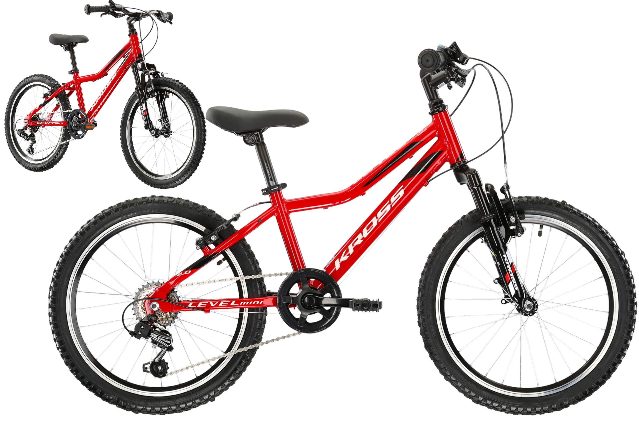 Rower dziecięcy 20" Kross Level Mini 2.0 czerwony czarny R23