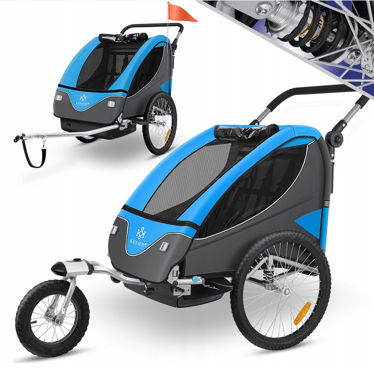 Przyczepka rowerowa Wózek dla dzieci Kesser 2w1 Niebieska