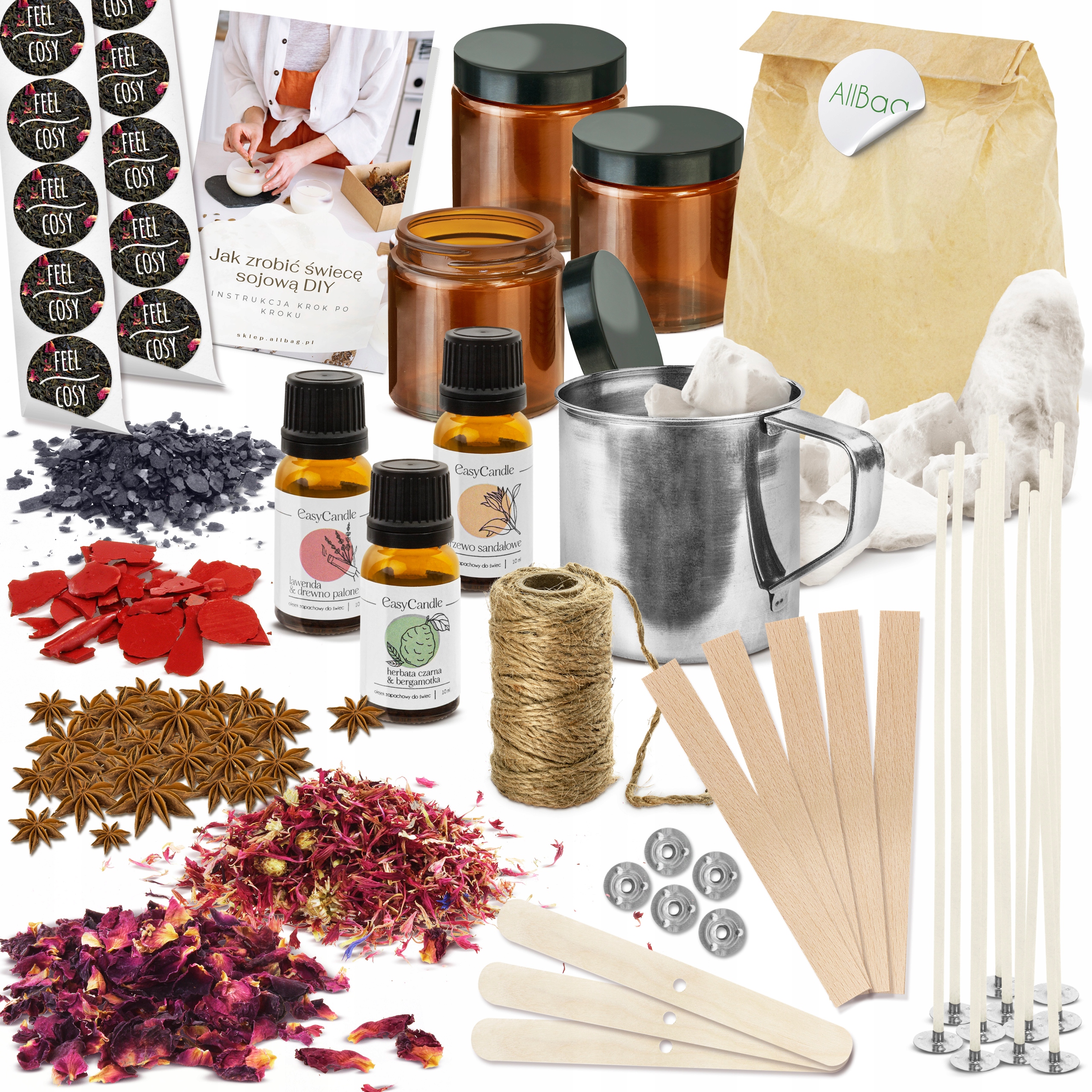 XXL Sada Na Výrobu Diy Svíček Pro Výrobu Sójových Svíček Vosk Dárek