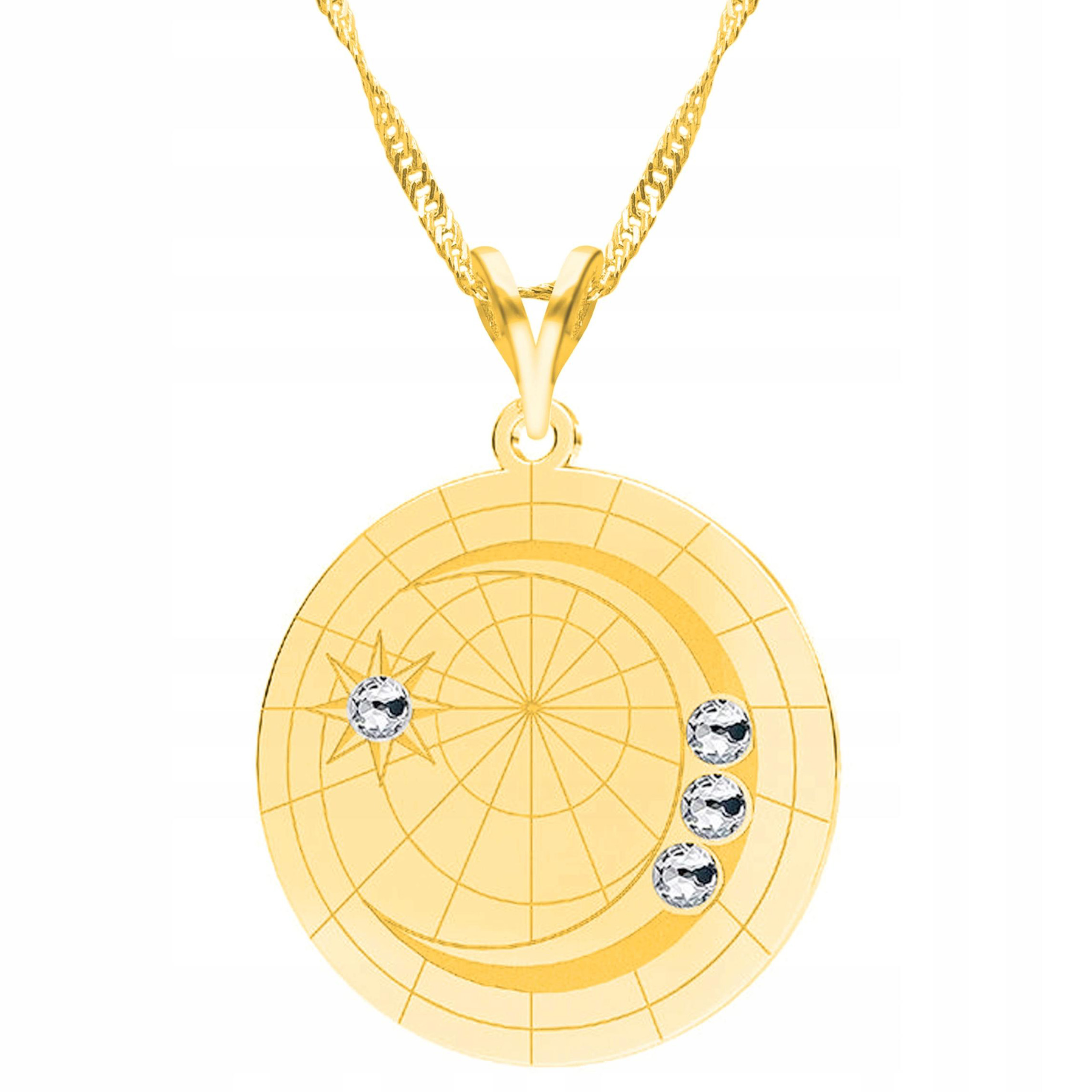 Zlatý náhrdelník s měsícem Zirkony Měsíc Noc Vesmír Stříbro 925