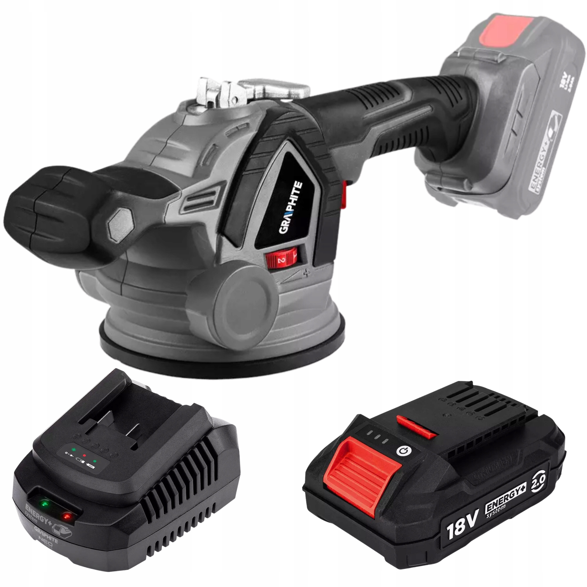 Przyssawka Wibrująca do Układania Poziomowania Płytek Aku 2Ah Ładowarka