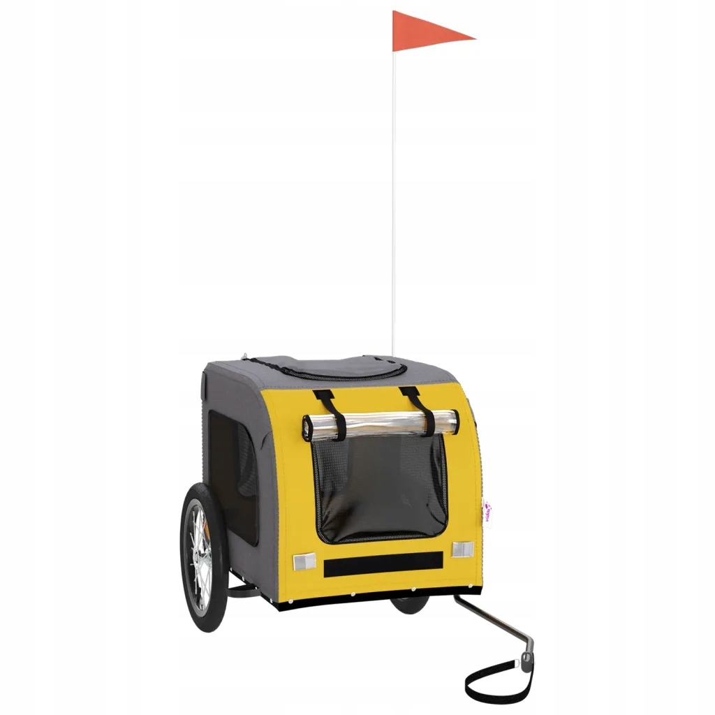 Přívěs na kolo pro zvířata žluto-šedý 125 x 64 x 66 cm