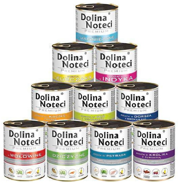 Levně Vlhké Krmivo pro psa Dolina Noteci Premium MIX Chutí 10x800g Bezobilné