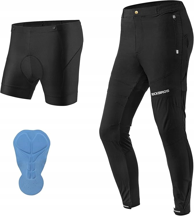 Rockbros Męskie Spodnie Rowerowe 2-w-1 Długie Spodnie Rowerowe 3XL