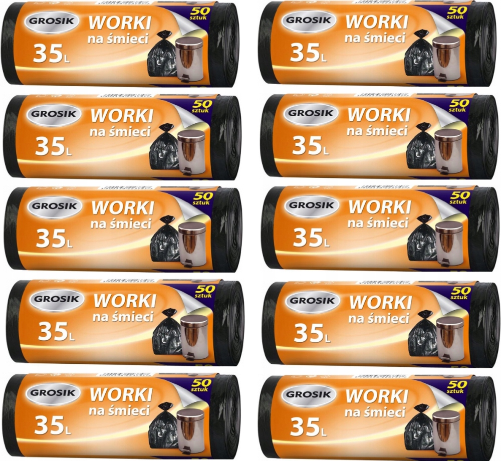 

Grosik Worki Na Śmieci 35L 50 Sztuk Wytrzymałe x10