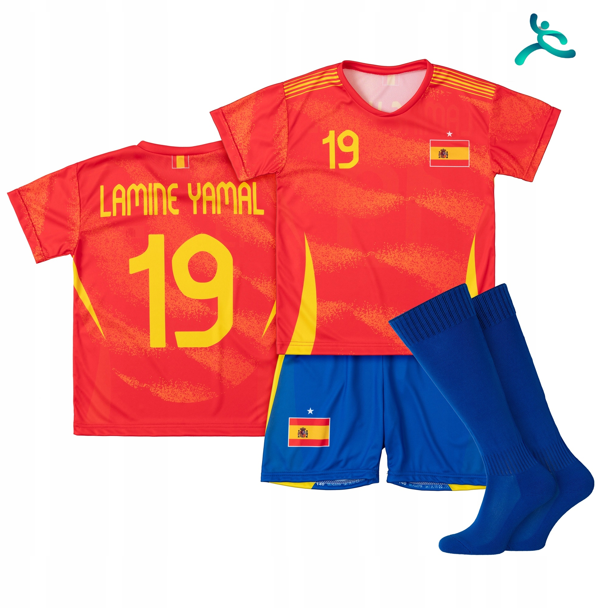 Komplet strój piłkarski getry Lamine Yamal Hiszpania rozm. 164