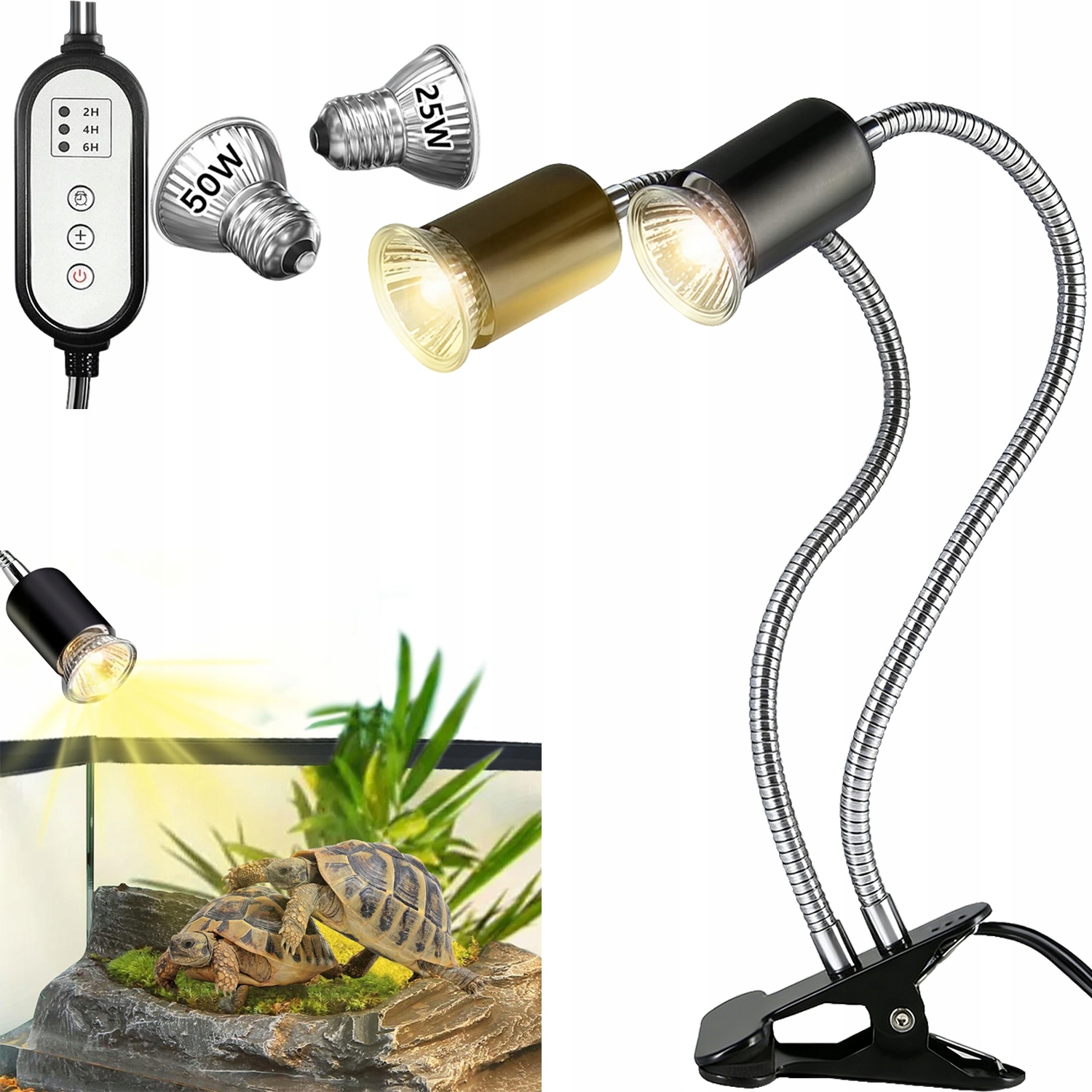 Levně Topná Lampa Pro Plazy S Dvouhlavým Světlem Uva Uvb Pro Domácí Zvířata