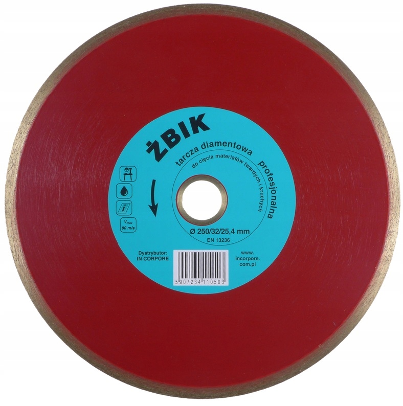 Tarcza Diamentowa Do Cięcia Gresu Spieku Ceramiki Żbik 250mm 25.4mm