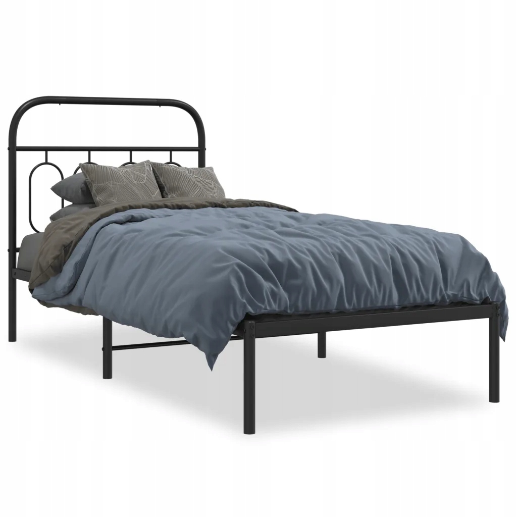 Černý rám postele z oceli 196x95x100 cm s úložným prostorem