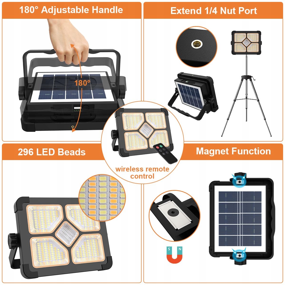 ERAY 150W LED Lampa Budowlana Solar Akumulatorowa Z Pilotem — miniatura 5