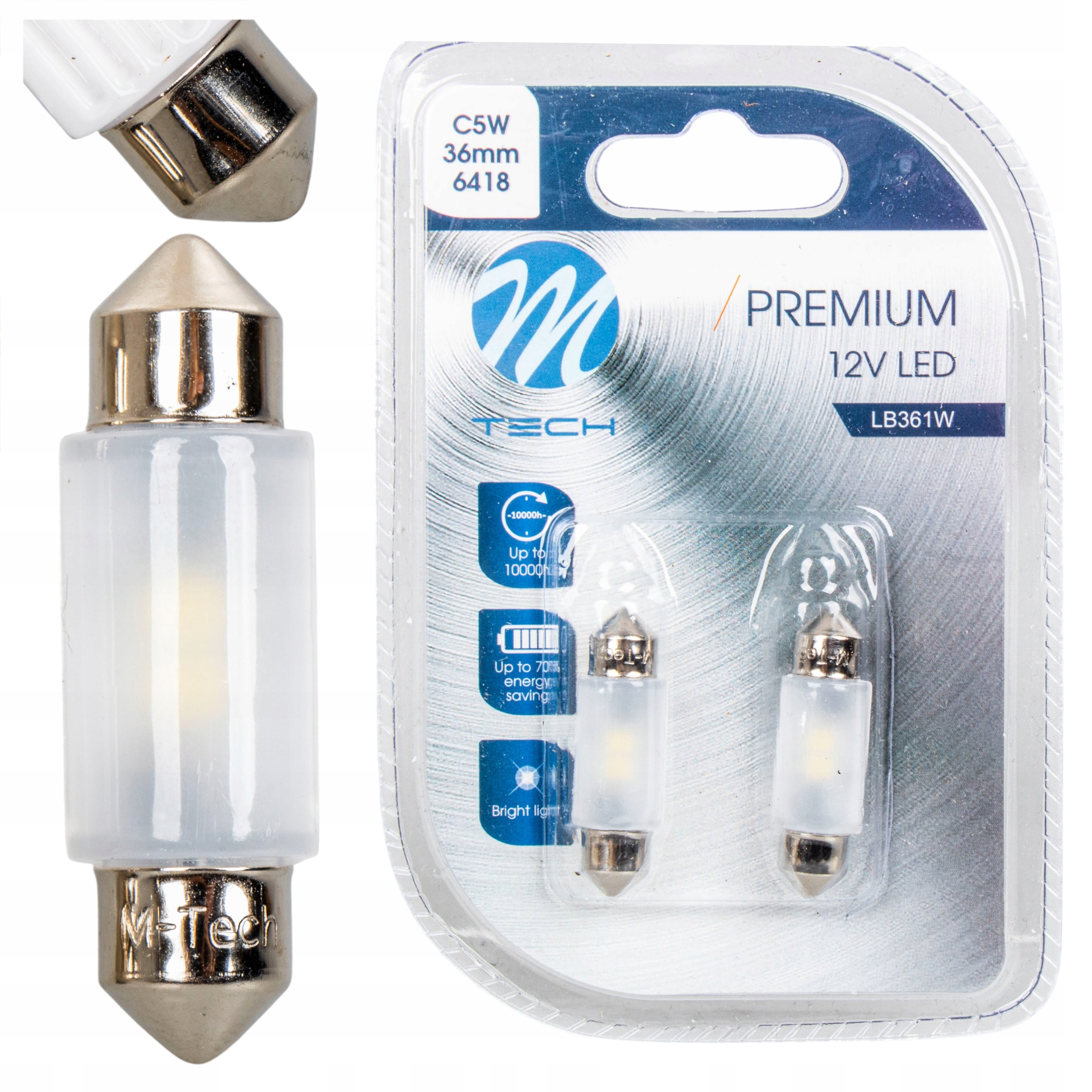 Żarówka C5W 36mm 12V premium LB361W biała 2xSMD283 M-tech 2szt.