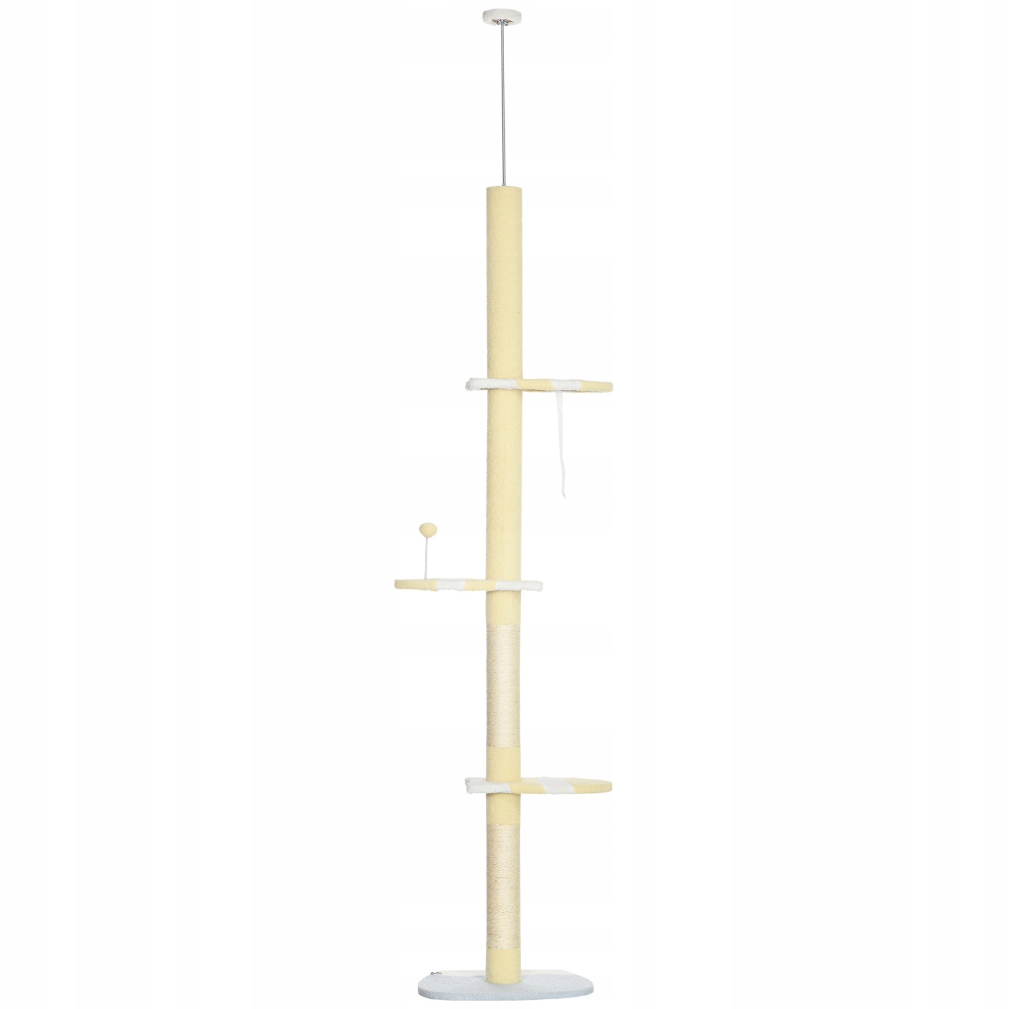 Škrabadlo PawHut s místem na ležení pro kočky, 220-260 cm, žluté bílé