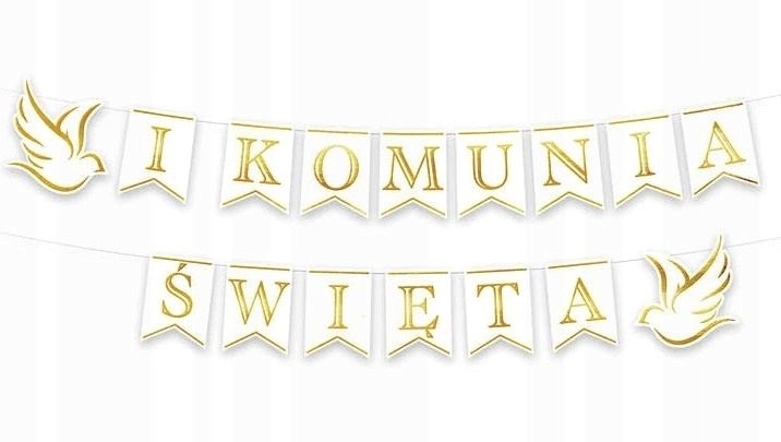 

Baner komunijny I Komunia Święta złoty gołąbki