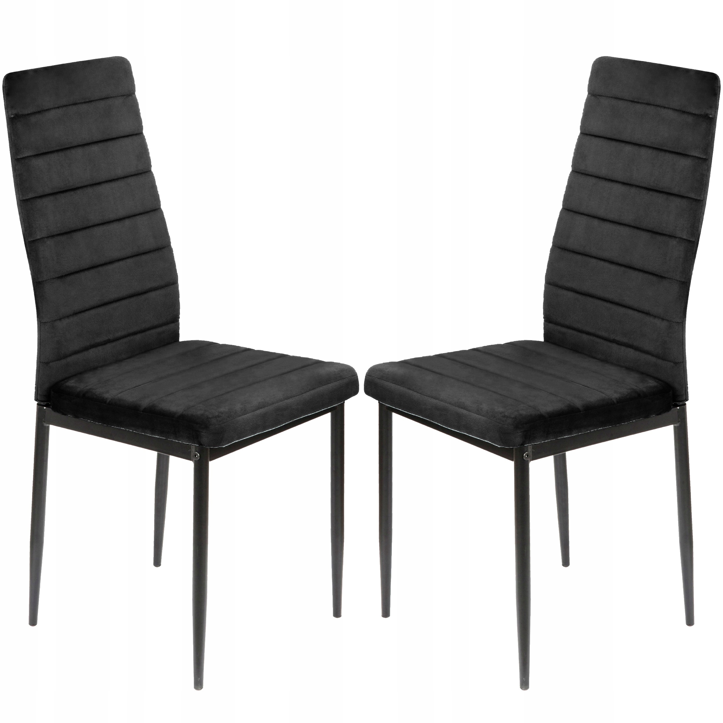 2 x Krzesło Czarne Welur Velvet Tapicerowane Salon Jadalnia Vito