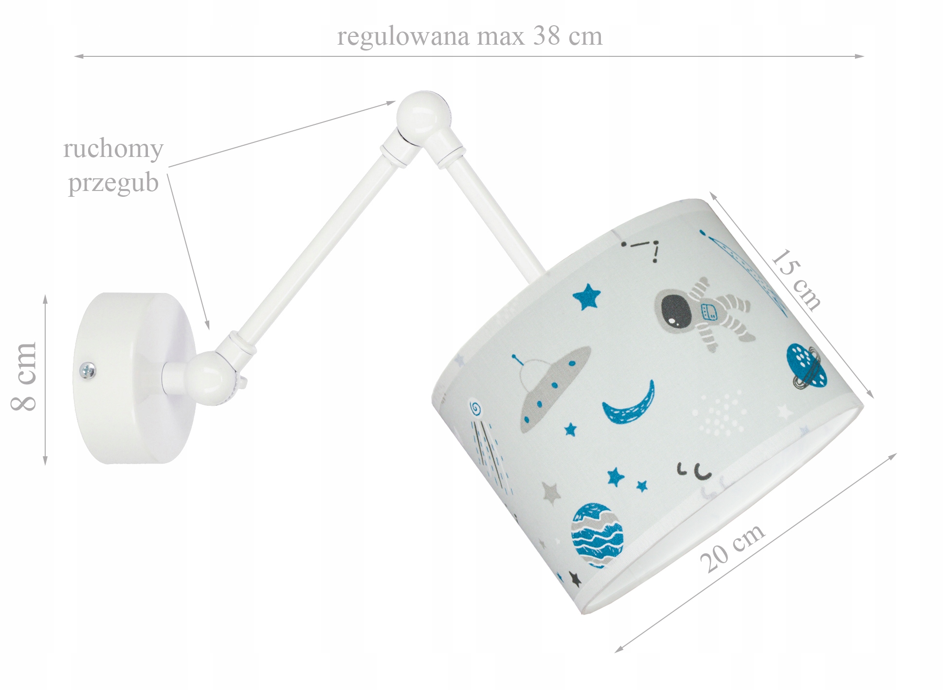 Lampa ścienna kinkiet ścienny do pokoju dziecięcego SPACE biały abażur loft Kolor dominujący różowy