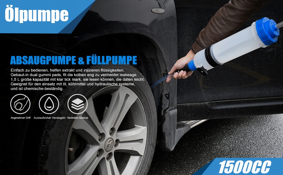 STRZYKAWKA DO OLEJU ODSYSARKA WYSYSARKA PŁYNU 1500ml POMPKA PRZEWODY Marka bez marki