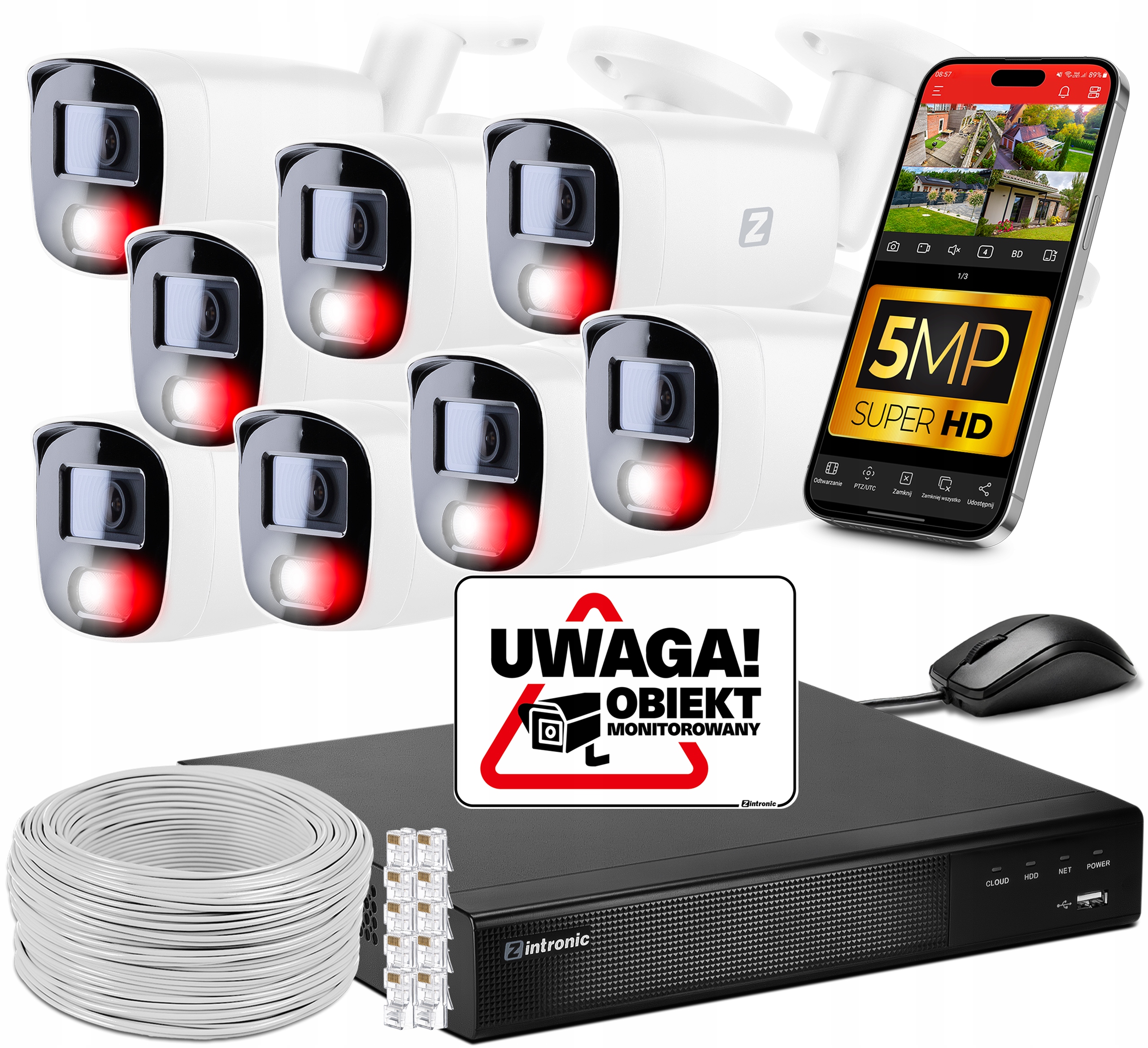 Sada Pro Monitorování 5MPX Ip Poe 8 Kamer B5 Audio Detekce Lidí Bez Disku