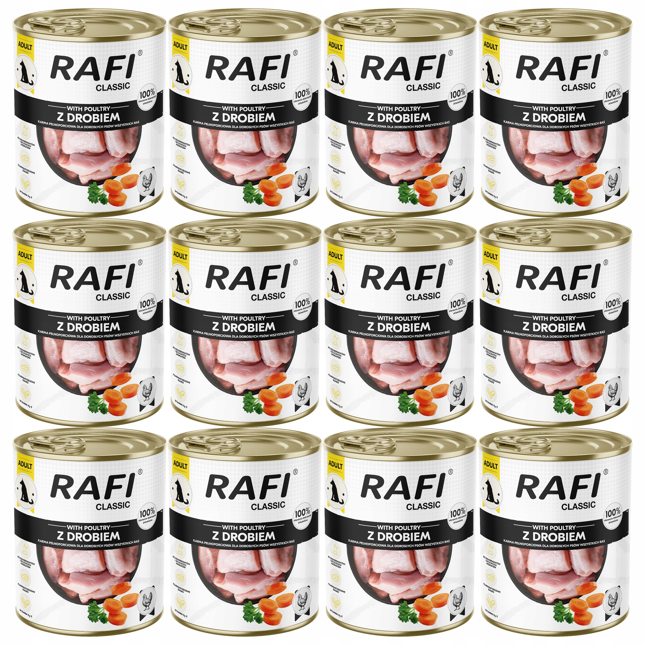 Levně Dolina Noteci Rafi Classic krmivo pro psy Drůbež 12 x 800 g