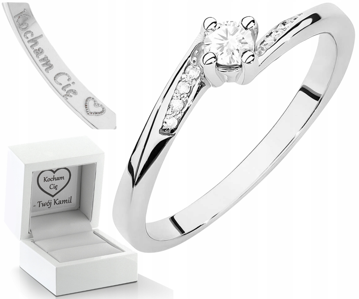 Bílé Zlato Prstýnek S Diamanty Zlato 585 Dárek Gravírování