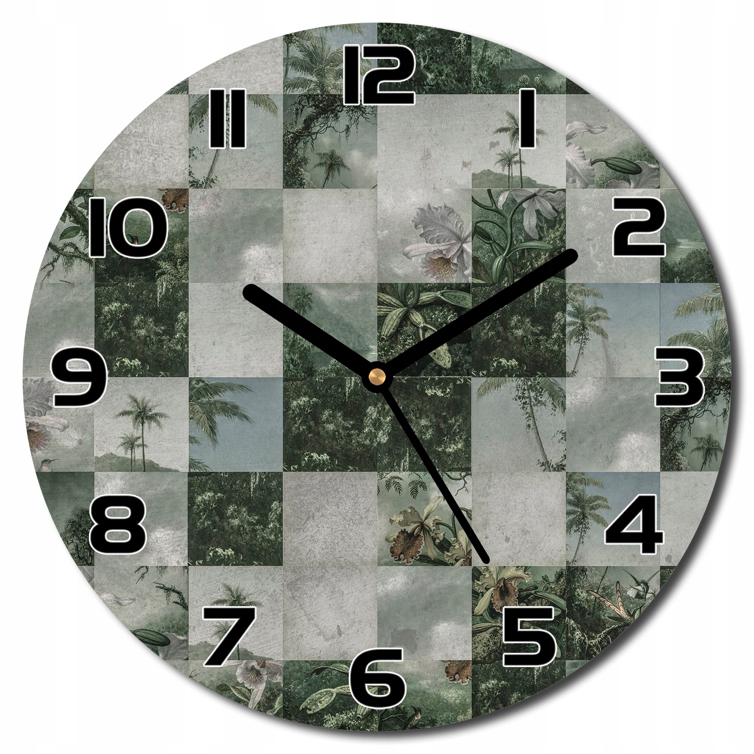 

Ładny zegar na szkle Tropikalny Patchwork f30 cm