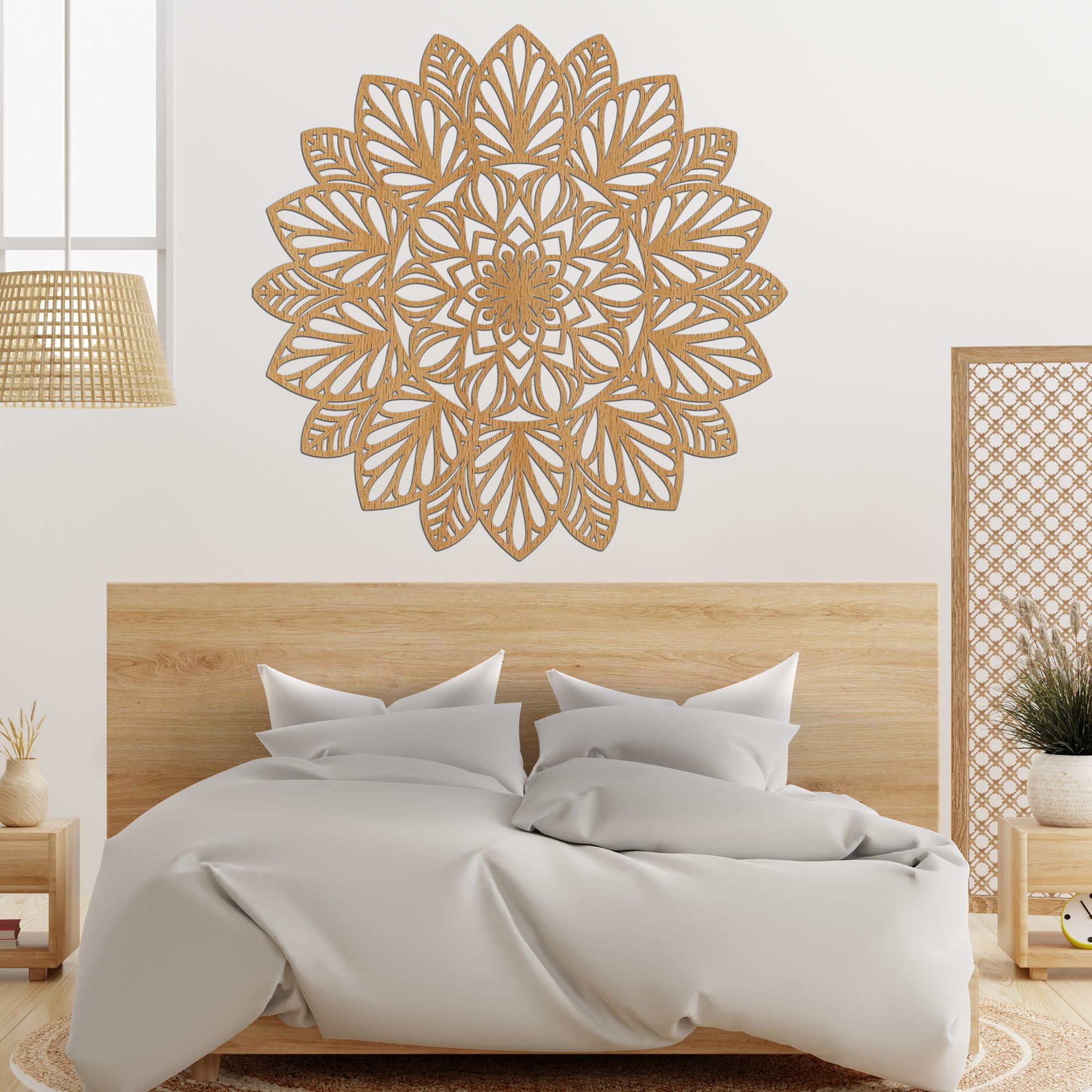Drewniana dekoracja ścienna, Mandala, 120 cm Buk