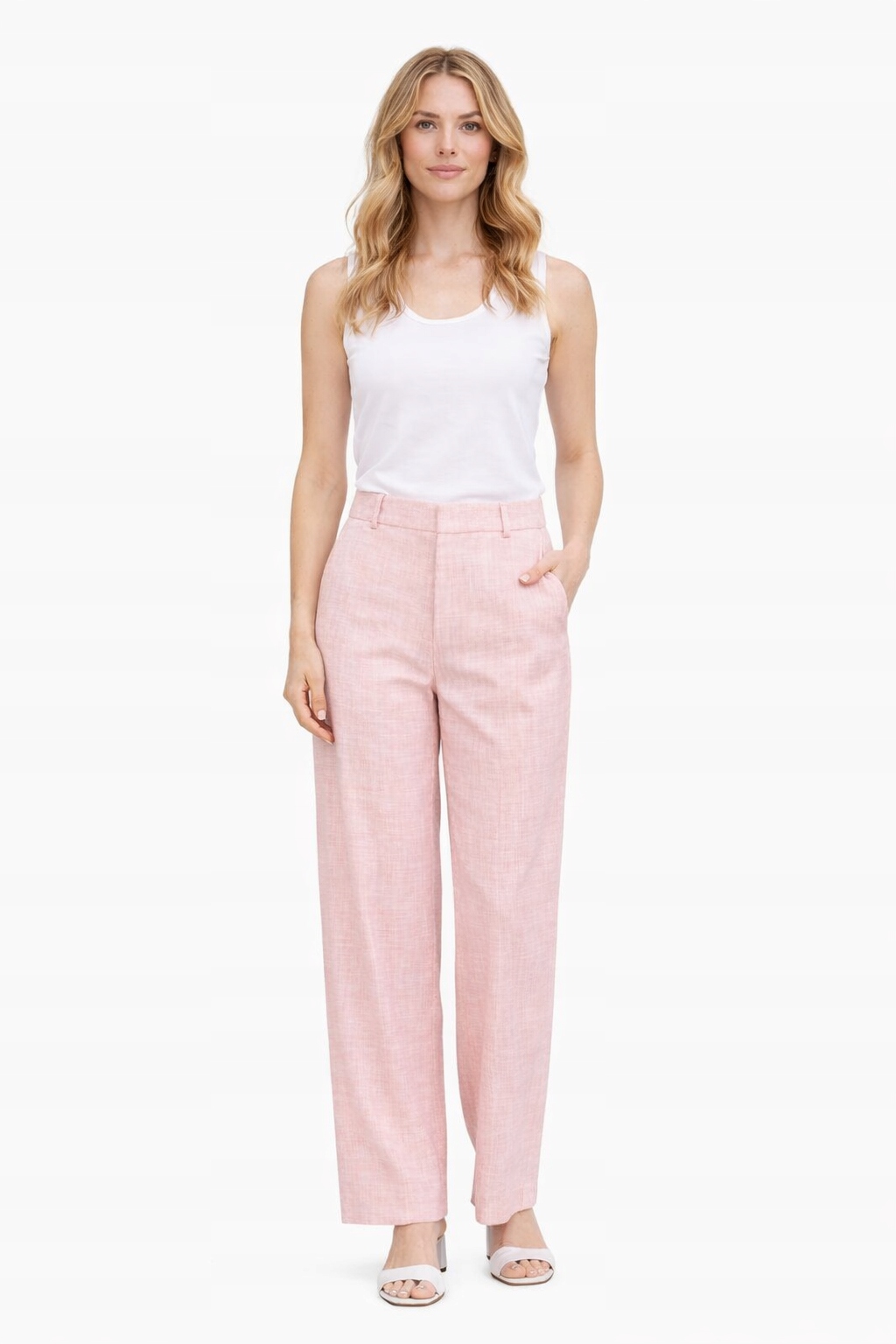 Guess Růžové Elegantní Kalhoty Rovného Střihu S Vysokým Pasem Vel. L I3C