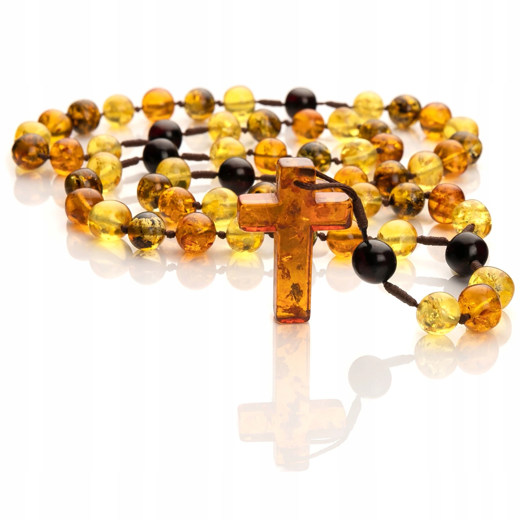 Barevný Jantarový růženec|Přírodní kámen|