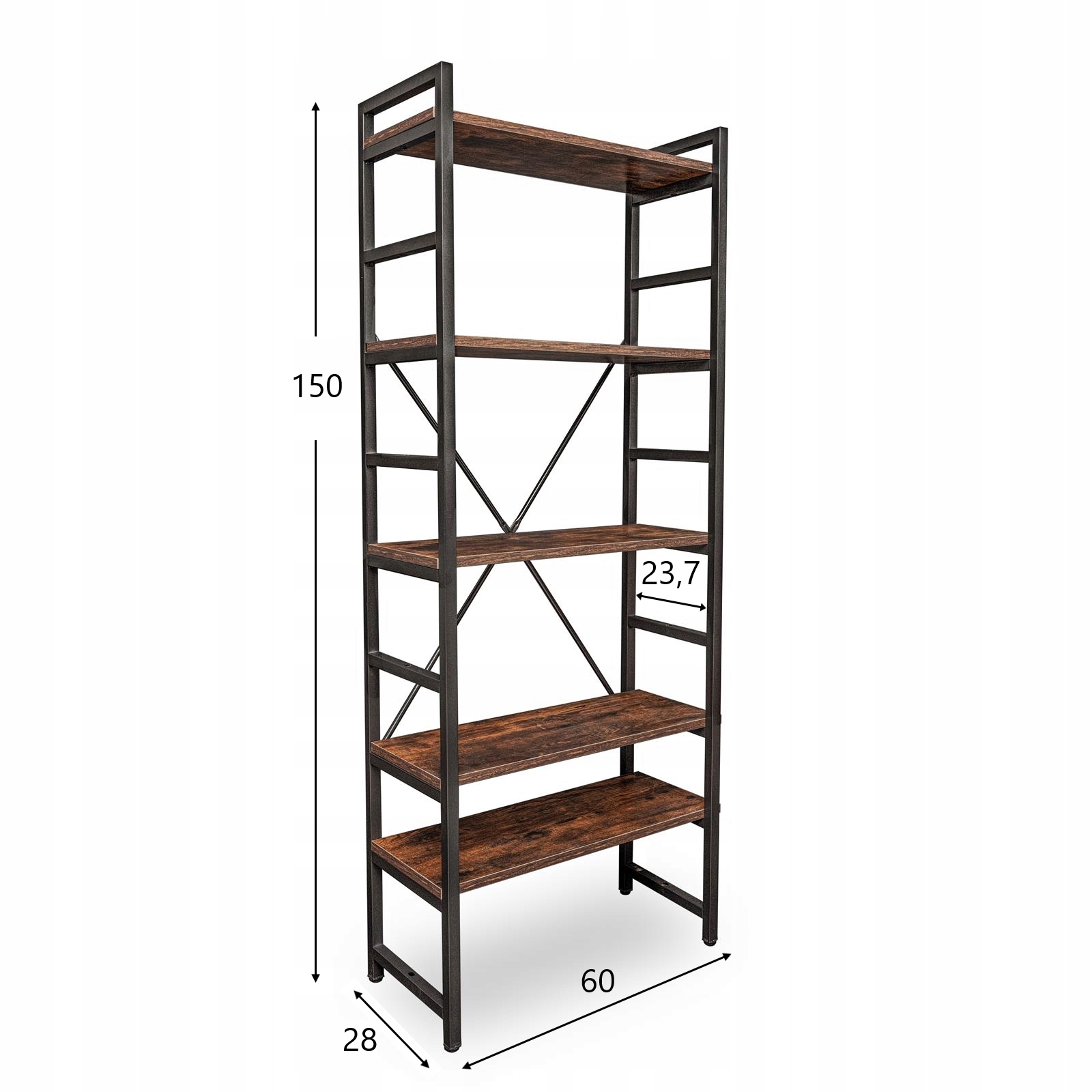 REGAŁ na książki BIBLIOTECZKA rustykalny SZAFKA nowoczesne industrialne Stan opakowania oryginalne