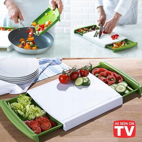 DESKA KUCHENNA DO KROJENIA WARZYW Z POJEMNIKAMI TV Materiał wykonania plastik