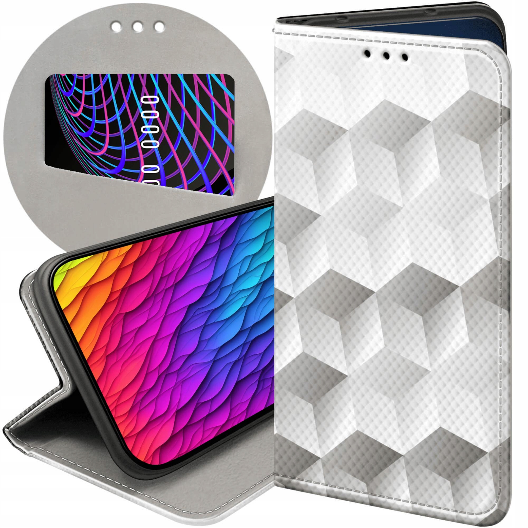 Etui Z Klapką Do Oppo RENO12 5G 3D Geometryczne Iluzja Futerał Case