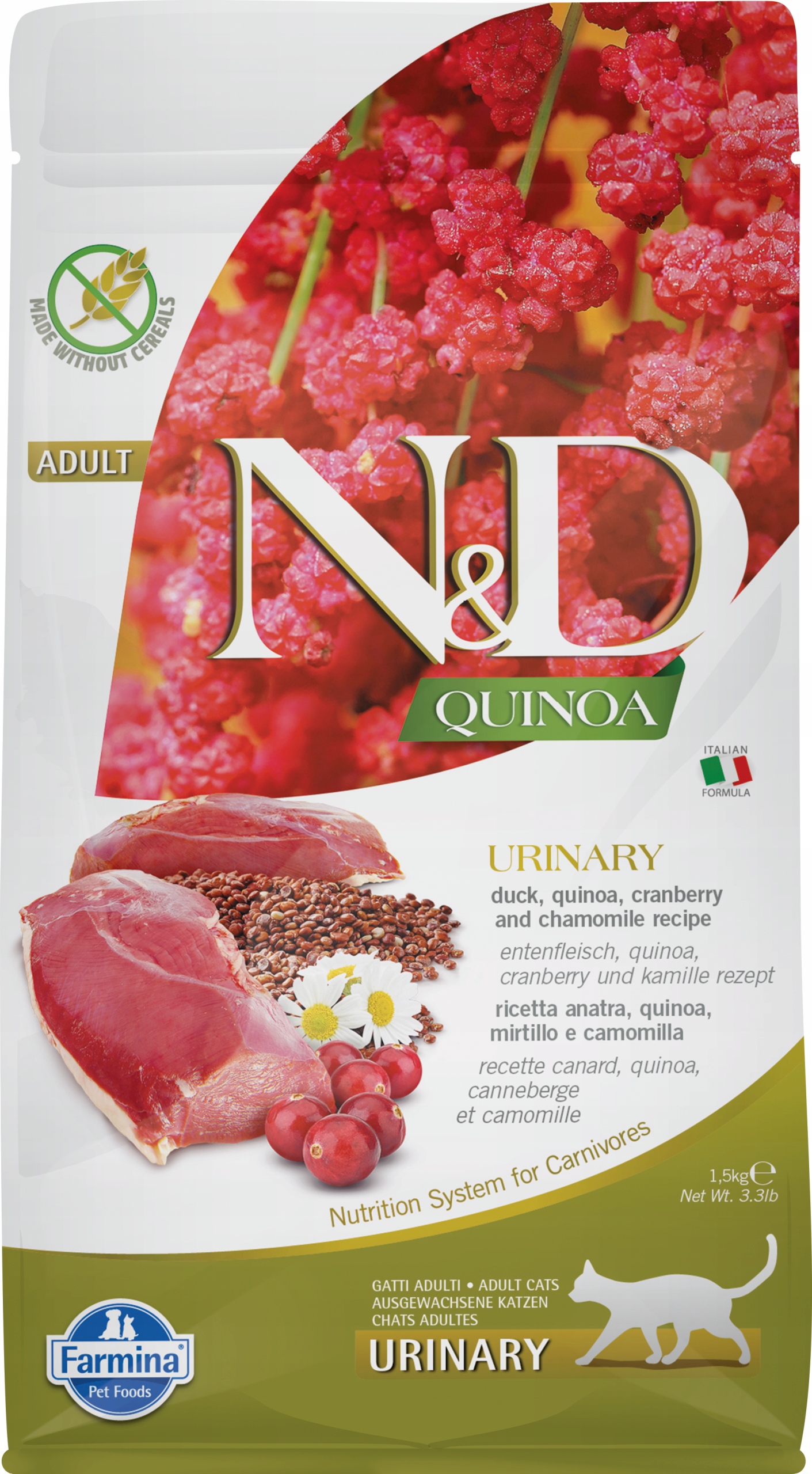 Nd Quinoa Urinary Duck 1,5kg Adult Cat kaczka
