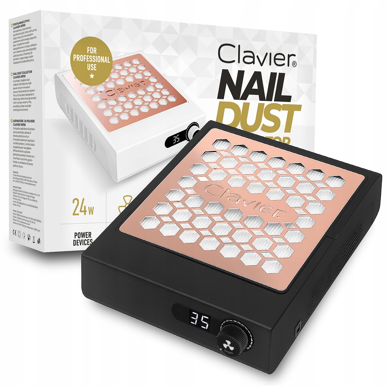 Pochłaniacz pyłu kasetowy czarny Clavier V8700 24W