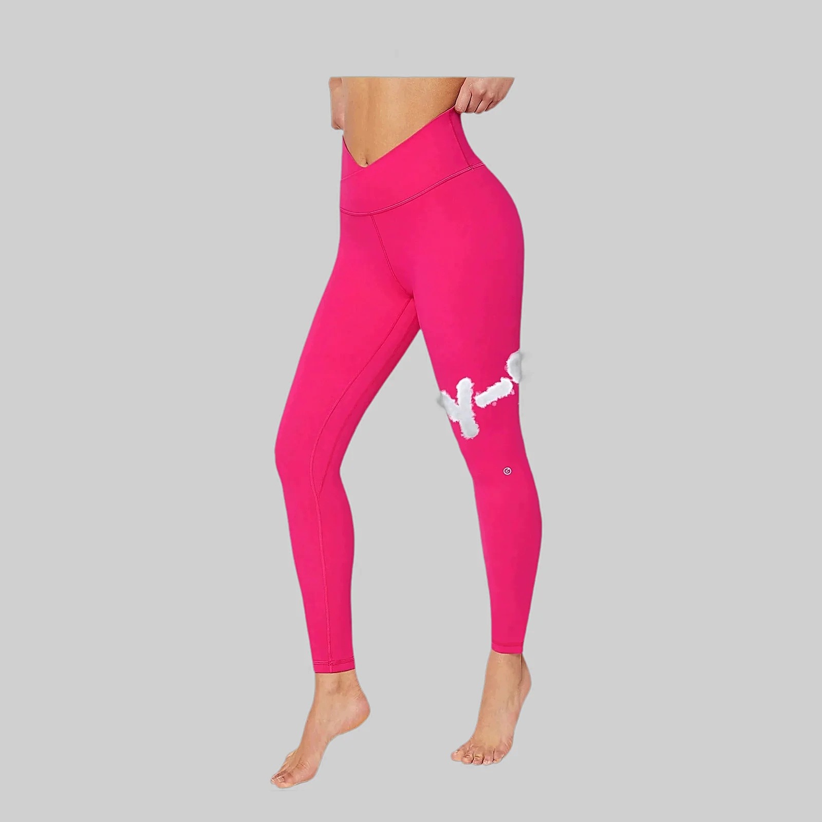 Legginsy Sportowe gładkie oddychające z wysokim stanen L