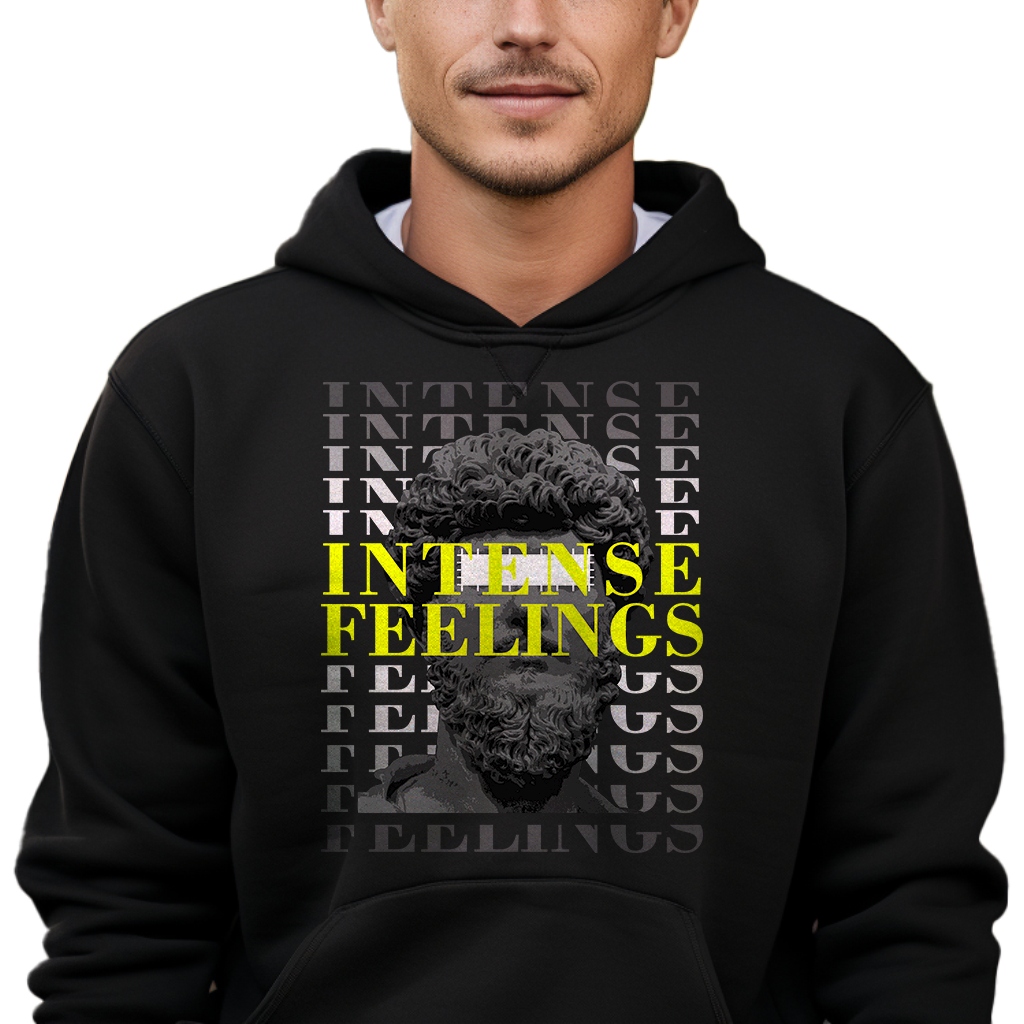 Pánská Mikina S Kapucí Černá Intense Feelings Pro Mládež vzory Velikost M