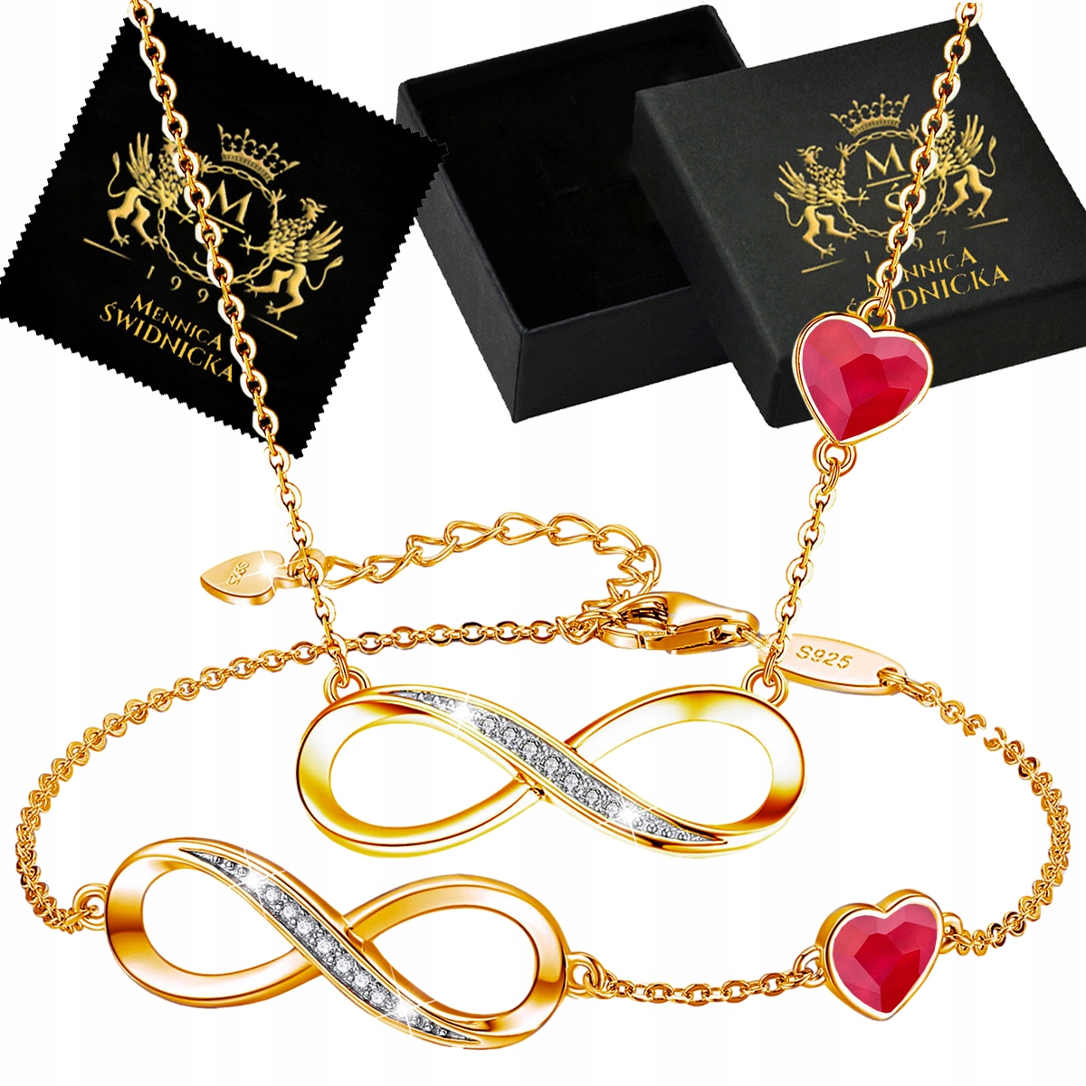 Sada šperků Zlaté Stříbro 925 Náhrdelník Náramek jako Dárek Sada